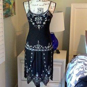 Chicas black beaded embellished spaghetti strap dress
